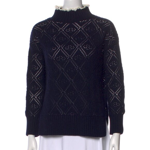 Sezane Laurie Jumper, Navy/Ecru Crochet size xxs NWT - Picture 7 of 14